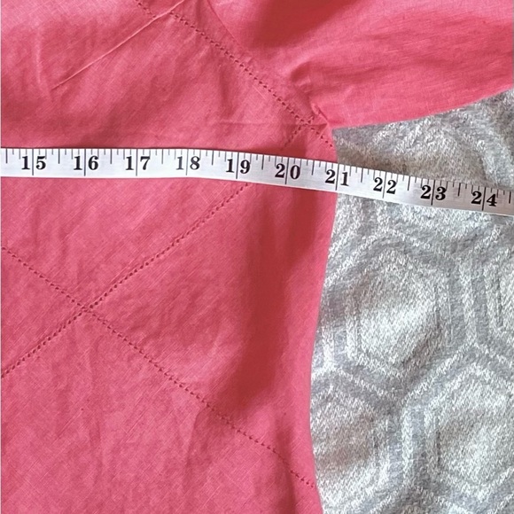 EDWARD 100% Irish Linen Coral Color 3/4 Sleeve Blouse Women’s Large - Picture 8 of 9